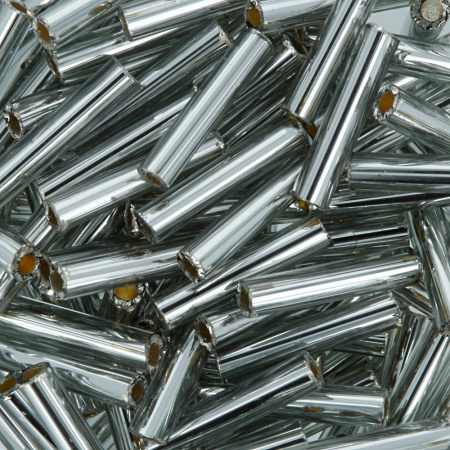 Бисер TOHO Bugle, размер 9мм, цвет #29 (Внутреннее серебрение, черный бриллиант), 10 грамм