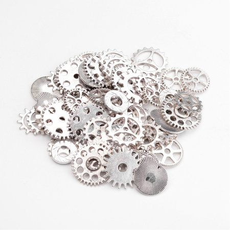 Декоративные элементы, 18-25мм, шестеренки, микс, базовый материал - цинковый сплав, стиль тибетское серебро, 20 грамм