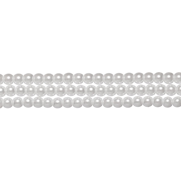 <p>
Белые стеклянные бусины с покрытием под жемчуг. Бусины могут немного отличаться по форме и размеру, быть слегка приплюснутыми у отверстия, могут попадаться слипшиеся бусины. Оттенок может немного отличаться от фотографии и от партии к партии. Низки формируются без проверки каждой бусины на дефекты. Цена за низку 70-80 см, около 180-200 шт.
</p>