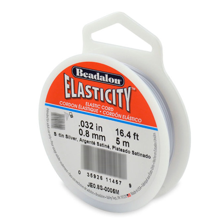 Нить - резинка для браслетов Beadalon Elasticity, 0.8мм, серебристо-белая, катушка, 5 метров