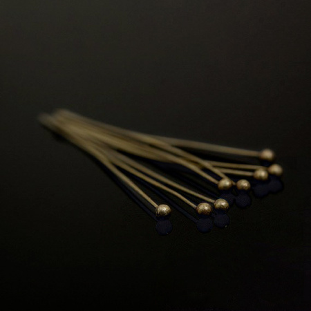 Пины с шариком, 32х0.511мм, Корея, базовый материал - латунь, бронзовые, 2 грамма