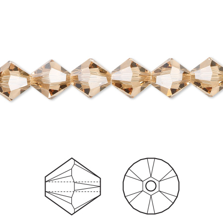 Бусина Swarovski, 8мм, Биконус (#5328), светлый колорадский топаз (цвет 246), 1 шт., УЦЕНКА