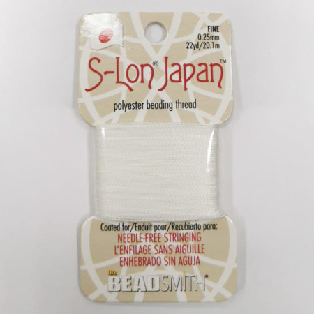 Нить полиэстеровая, S-Lon Japan, толщина 0.25мм, цвет белый, моток, 20.1 метра