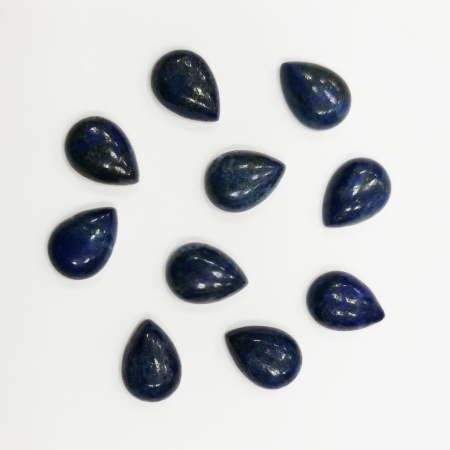 Кабошон каменный, 14х10мм, в форме капли, лазурит, 1 шт.