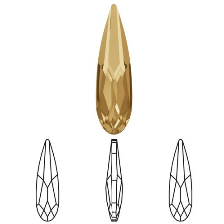 Ювелирный кристалл Swarovski, Удлиненная капля (#4331), 11х3мм, Золотистая дымка, с фольгой, 2 шт., УЦЕНКА
