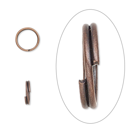 Соединительное колечко, 8мм (толщина 0.8мм, внутренний размер 6.4мм), двойное, базовый материал - сталь, темная медь, 50 шт.