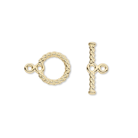 Застежка, 15х11мм, тогл, канатный, базовый материал - латунь, позолоченный, 1 шт.