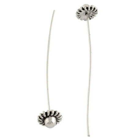 Пины с фигурной головкой, 53х0.723мм, диаметр головки 8мм, базовый материал - латунь, стального цвета с чернением, 20 шт.