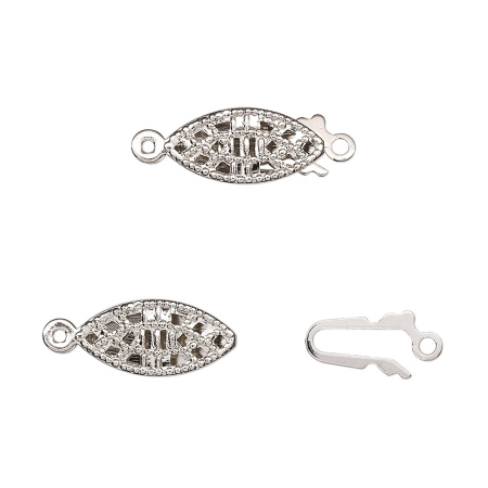 Застежка, 19х6.5мм, рыбка, базовый материал - латунь, стального цвета, 5 шт.