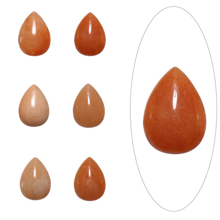 Кабошон каменный, 14х10мм, в форме капли, оникс золотисто-коричневый, 2 шт.