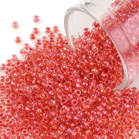 <p>
 Японский бисер TOHO Round (круглый Тохо), размер 11/0 (2.2 мм). Кристально-прозрачный глянцевый бисер, окрашенный изнутри в коралловый цвет (Inside Color Luster Crystal/Coral Lined). Оттенок может отличаться от фотографии. Цена за 10 грамм. Среднее количество бисерин в 1 грамме Toho 11/0 от 70 до 120 штук, может сильно варьироваться в зависимости от вида бисера.
</p>