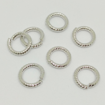 Соединительное колечко, 12мм (толщина 2.0мм, внутренний размер 8мм), витое, Корея, базовый материал - сталь, под родий, 5 шт.