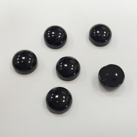 Кабошон каменный, 8мм, агат черный, 5 шт.