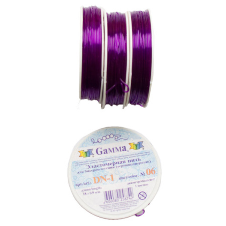 Нить - резинка для браслетов, 1мм, фиолетовая, катушка, 18 метров, УЦЕНКА