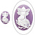 Камея акриловая, 25х18мм, феечка на листике, белая на фиолетовом, 1 шт.