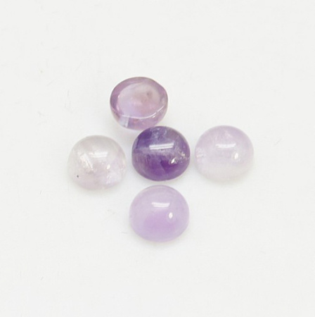 Кабошон каменный, 4мм, аметист, 5 шт.