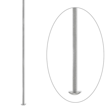 Пины со шляпкой, 50х0.723мм, базовый материал - латунь, античные посеребренные, 20 шт.