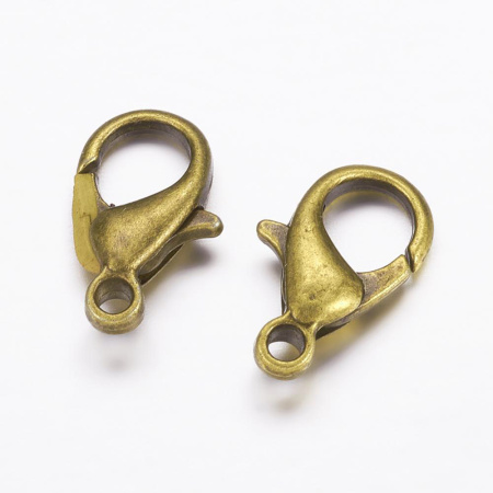 Застежка, 14х8мм, карабин, базовый материал - оловянный сплав, бронзовый, 10 грамм