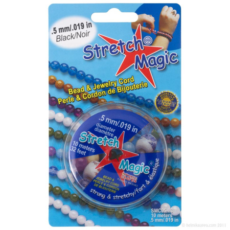 Нить - резинка для браслетов Stretch Magic, 0.5мм, черная, катушка, 10 метров
