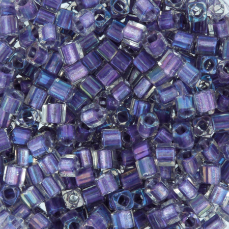 Бисер TOHO Cube, размер 1.5мм, цвет #265 (Окрашенный изнутри, радужный хрусталь/ металлизированный фиолетовый), 10 грамм