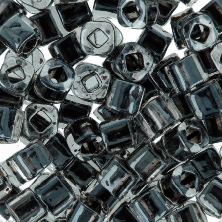 Бисер TOHO Cube, размер 3мм, цвет #344 (Окрашенный изнутри, хрусталь/черный), 10 грамм