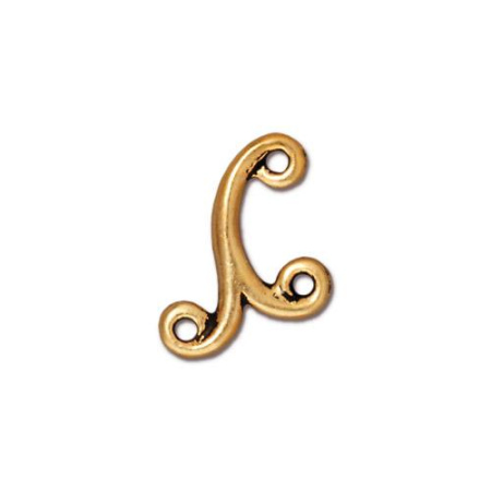 Соединитель-переходник, 12х11мм, TierraCast, с двумя петельками, Мелодия, базовый материал - оловянный сплав, позолоченная с чернением, 1 шт.