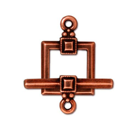 Застежка, 18х13мм, TierraCast, тогл, квадрат, базовый материал - оловянный сплав, медный, 1 шт.