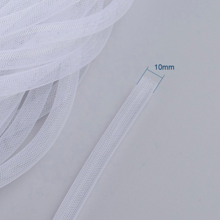 Бижутерная сетка-рукав, 10мм, белая, 10 метров