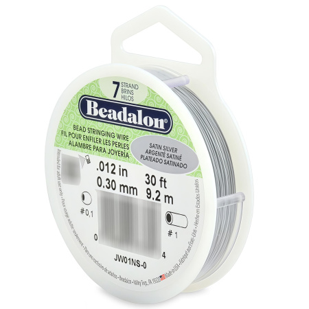 Тросик ювелирный Beadalon, 7 струн, 0.30мм (0.012in), матовый серебристо-белый, катушка 9.2 метра