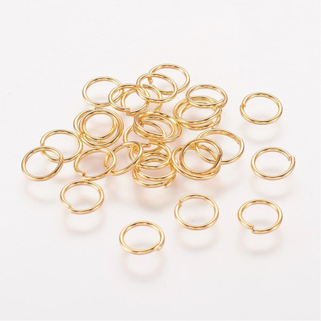 Соединительное колечко, 6мм (толщина 0.7мм, внутренний размер 4.6мм), базовый материал - железо, золотистого цвета, 10 грамм