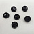 Кабошон каменный, 8мм, агат черный, 5 шт.