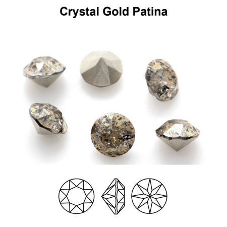 Ювелирный кристалл Swarovski, Шатон (#1088), pp24 (3.1мм), кристально-прозрачный с золотисто-бронзовой патиной, с фольгой, 20 шт.