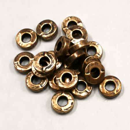 Бусина металлическая, 6х2мм, рондель гладкая, базовый материал - цинковый сплав, под медь с чернением, 5 грамм