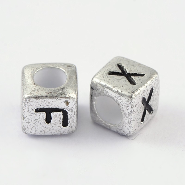 <p>
Бюджетные бусины-буквы из акрила в форме кубиков. Размер около 6 мм, диаметр отверстия около 3 мм. Цена за набор из 10 грамм (около 60 случайных букв английского алфавита, какие-то буквы могут повторяться несколько раз, каких-то в наборе может не быть).
</p>