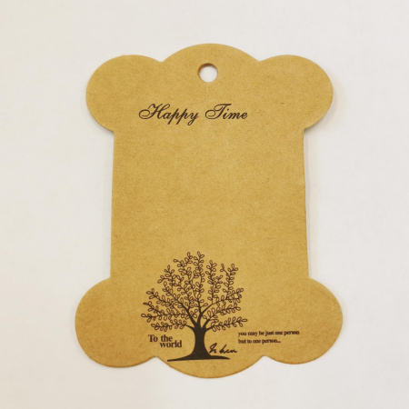 Карточка для демонстрации украшений, 103х78мм, с деревом и надписью Happy Time, картон, 5 шт.