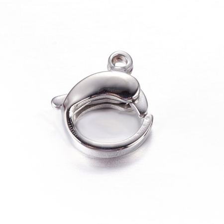 Застежка, 12х10мм, карабин овальный, качество А, базовый материал - нержавеющая сталь, без покрытия, 1 шт.