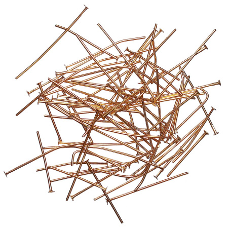 Пины со шляпкой, 16-50х0.7мм, базовый материал - железо, золотистого цвета, 10 грамм