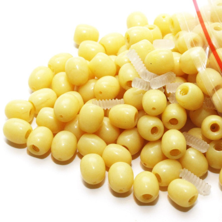 Застежка-концевик, 16х7мм, закручивающийся бочонок, базовый материал - пластик, восково-желтого цвета, непрозрачный, 2 шт.