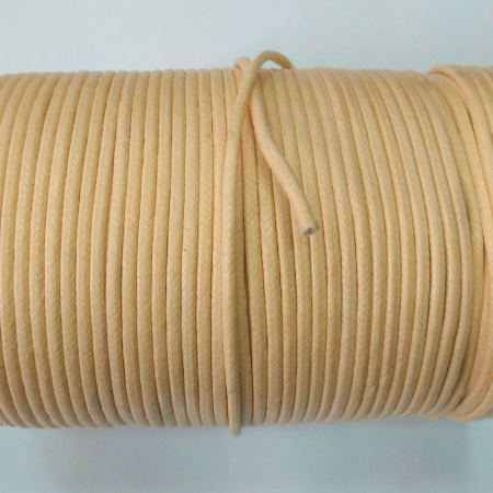 Шнур хлопковый вощеный, около 2мм, персиково-бежевый, 5 метров