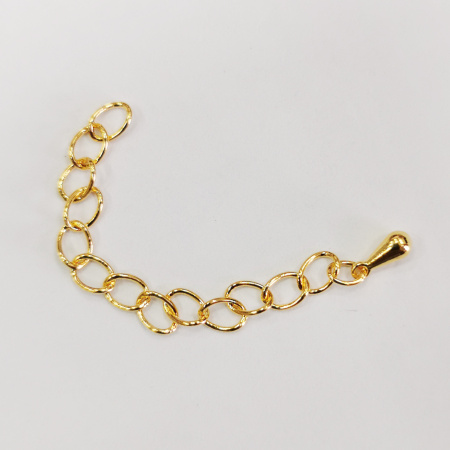 Цепочка-удлинитель с декоративной подвеской-капелькой, 5х3.3мм, Beadalon, витая, базовый материал - латунь, золотистого цвета, 4.5-6 см, 1 шт.