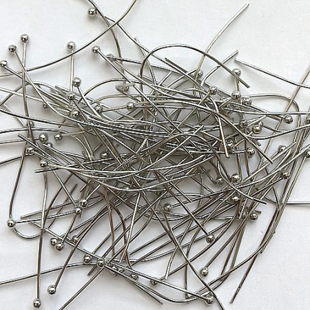 Пины с шариком, 40х0.644мм, базовый материал - латунь, стального цвета, 10 грамм