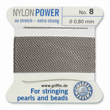 <p>
Толстая и прочная нить Nylon Power из высококачественного нейлона, очень крепкая, не растягивается. Произведена компанией Griffin (Германия). К нити прикреплена проволочная иголочка. Идеально подходит для использования с жемчугом и натуральными камнями. Толщина около 0,8 мм. Оттенок может отличаться от фотографии и в разных поставках. Намотка может состоять из нескольких частей. Цена за моток 2 метра.
</p>
