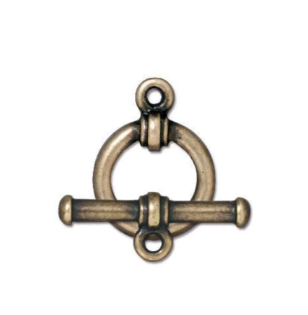 Застежка, 16х12мм, TierraCast, тогл, лаконичный, базовый материал - оловянный сплав, бронзовый с чернением, 1 шт.