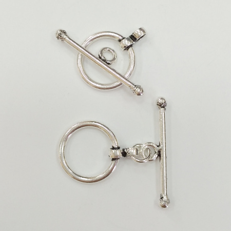 Застежка, 21х16мм, Индия, тогл, лаконичный, базовый материал - латунь, посеребренный с чернением, 2 шт.