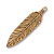 Подвеска, 72х17.1мм, TierraCast, перо большое, базовый материал - оловянный сплав, позолоченное с чернением, 1 шт.