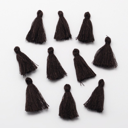 Кисточка декоративная, 30мм, хлопок, цвет темно-коричневый, 5 шт.