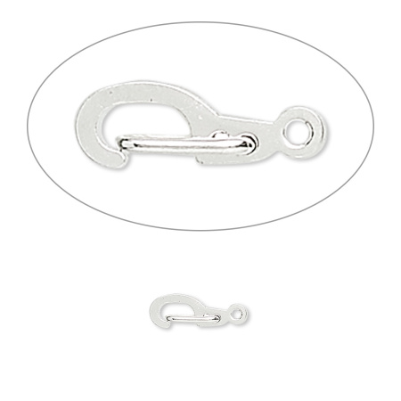 Застежка, 14х5мм, карабин, базовый материал - латунь, посеребренный, 5 шт.