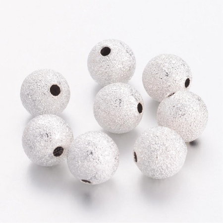 <p>Латунная бусина с покрытием звездная пыль (stardust) серебристого цвета. Также такие бусины называют "сахарный шарик" или "бусина с сахарным покрытием". Диаметр отверстия - около 1.3 мм. Оттенок может отличаться от фотографии и в разных поставках. Цена за 10 шт.</p>

<p>УЦЕНКА: наплывы металла, пятна, матовый либо желтоватый налёт на покрытии, вмятины и прочие неровности; отверстия бусины могут быть сделаны неаккуратно.</p>