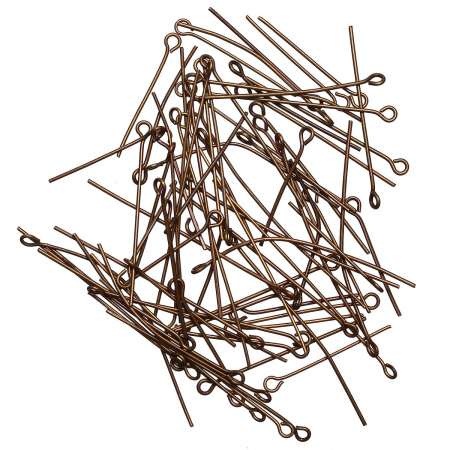 Пины с ушком, 16-50х0.7мм, базовый материал - железо, бронзового цвета, 10 грамм