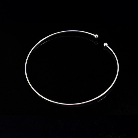 Основа для браслета, 58мм, Корея, кафф с шариками, базовый материал - сталь, родий, 1 шт.